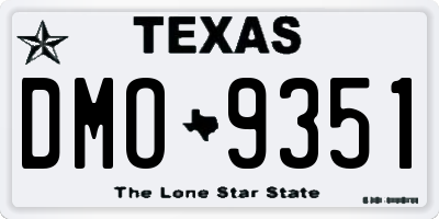 TX license plate DMO9351