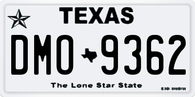 TX license plate DMO9362