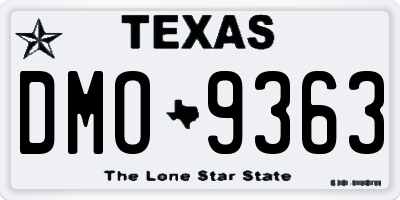 TX license plate DMO9363