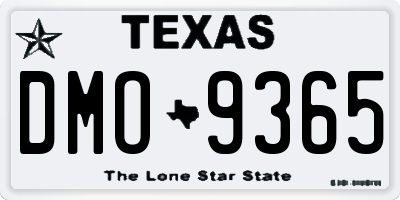 TX license plate DMO9365