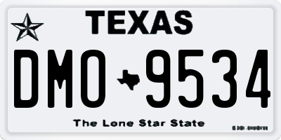 TX license plate DMO9534