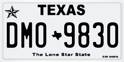 TX license plate DMO9830