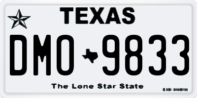 TX license plate DMO9833