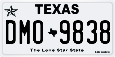 TX license plate DMO9838