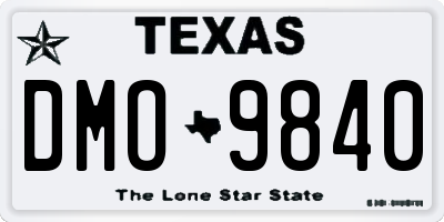 TX license plate DMO9840