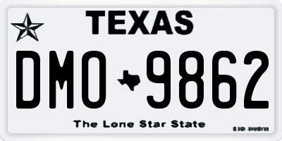 TX license plate DMO9862
