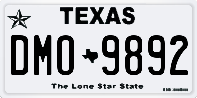 TX license plate DMO9892