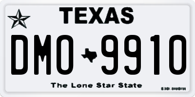 TX license plate DMO9910