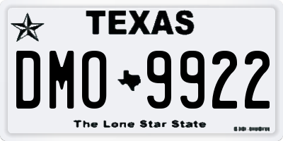 TX license plate DMO9922