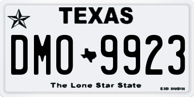 TX license plate DMO9923