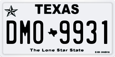 TX license plate DMO9931