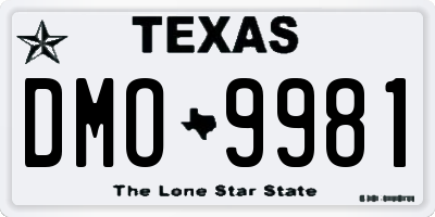 TX license plate DMO9981