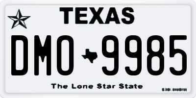 TX license plate DMO9985