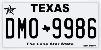 TX license plate DMO9986