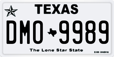 TX license plate DMO9989