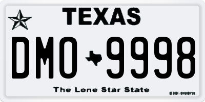 TX license plate DMO9998