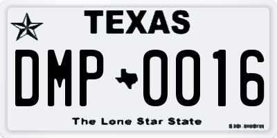 TX license plate DMP0016