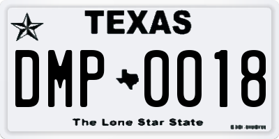 TX license plate DMP0018