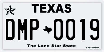 TX license plate DMP0019