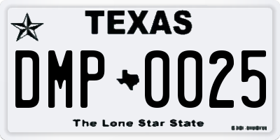 TX license plate DMP0025