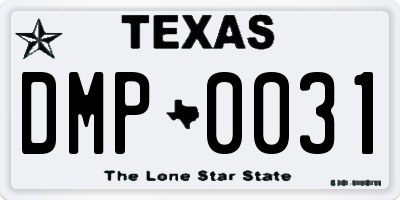 TX license plate DMP0031