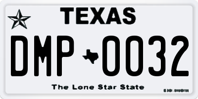 TX license plate DMP0032