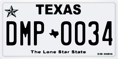 TX license plate DMP0034