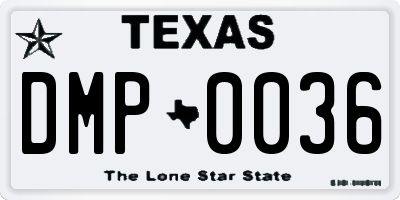TX license plate DMP0036