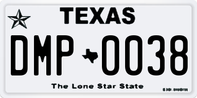 TX license plate DMP0038