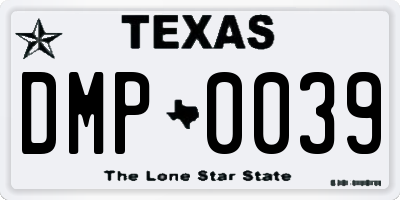 TX license plate DMP0039