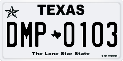 TX license plate DMP0103