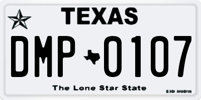 TX license plate DMP0107