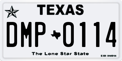 TX license plate DMP0114