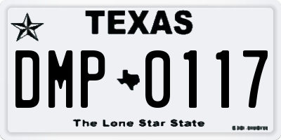 TX license plate DMP0117