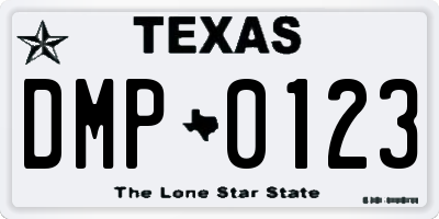 TX license plate DMP0123