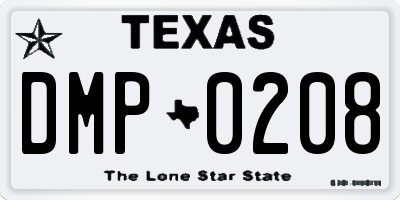 TX license plate DMP0208