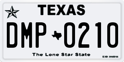 TX license plate DMP0210