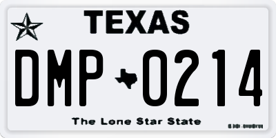 TX license plate DMP0214