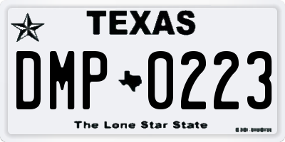 TX license plate DMP0223