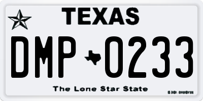 TX license plate DMP0233