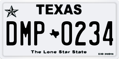 TX license plate DMP0234