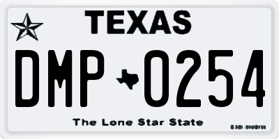 TX license plate DMP0254