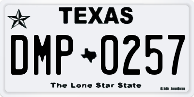 TX license plate DMP0257