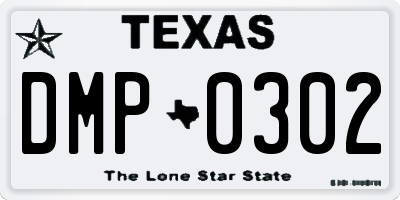 TX license plate DMP0302