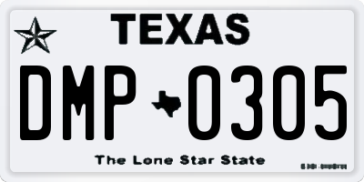 TX license plate DMP0305