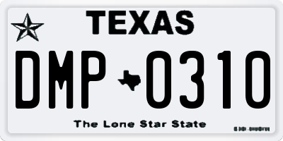 TX license plate DMP0310