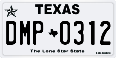 TX license plate DMP0312