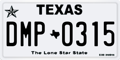 TX license plate DMP0315
