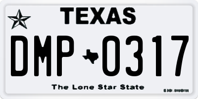 TX license plate DMP0317