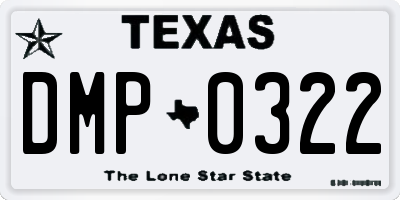 TX license plate DMP0322